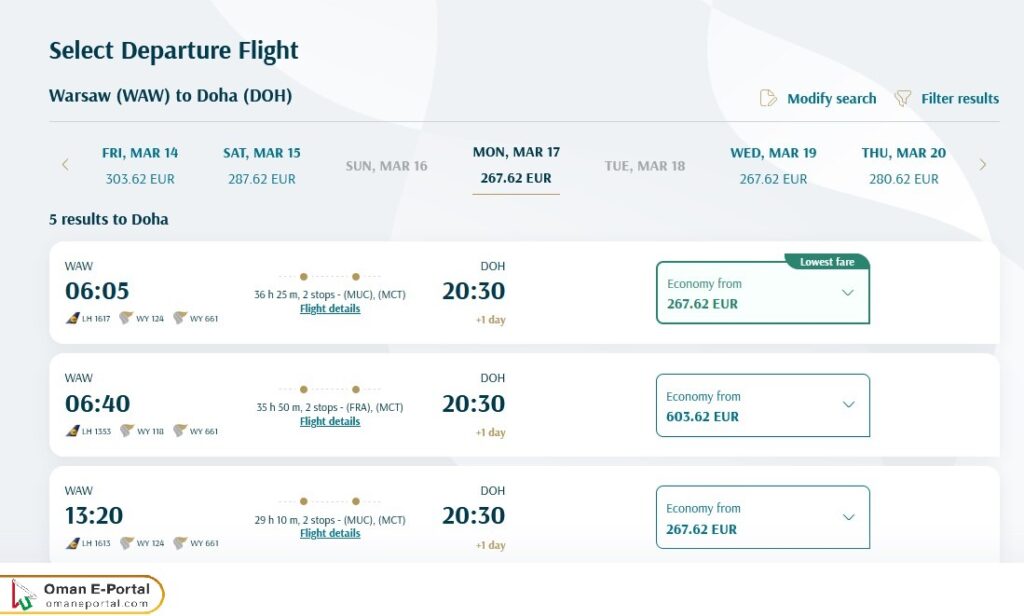 PAKISTAN TO OMAN FLIGHT SCHEDULE visual data 5